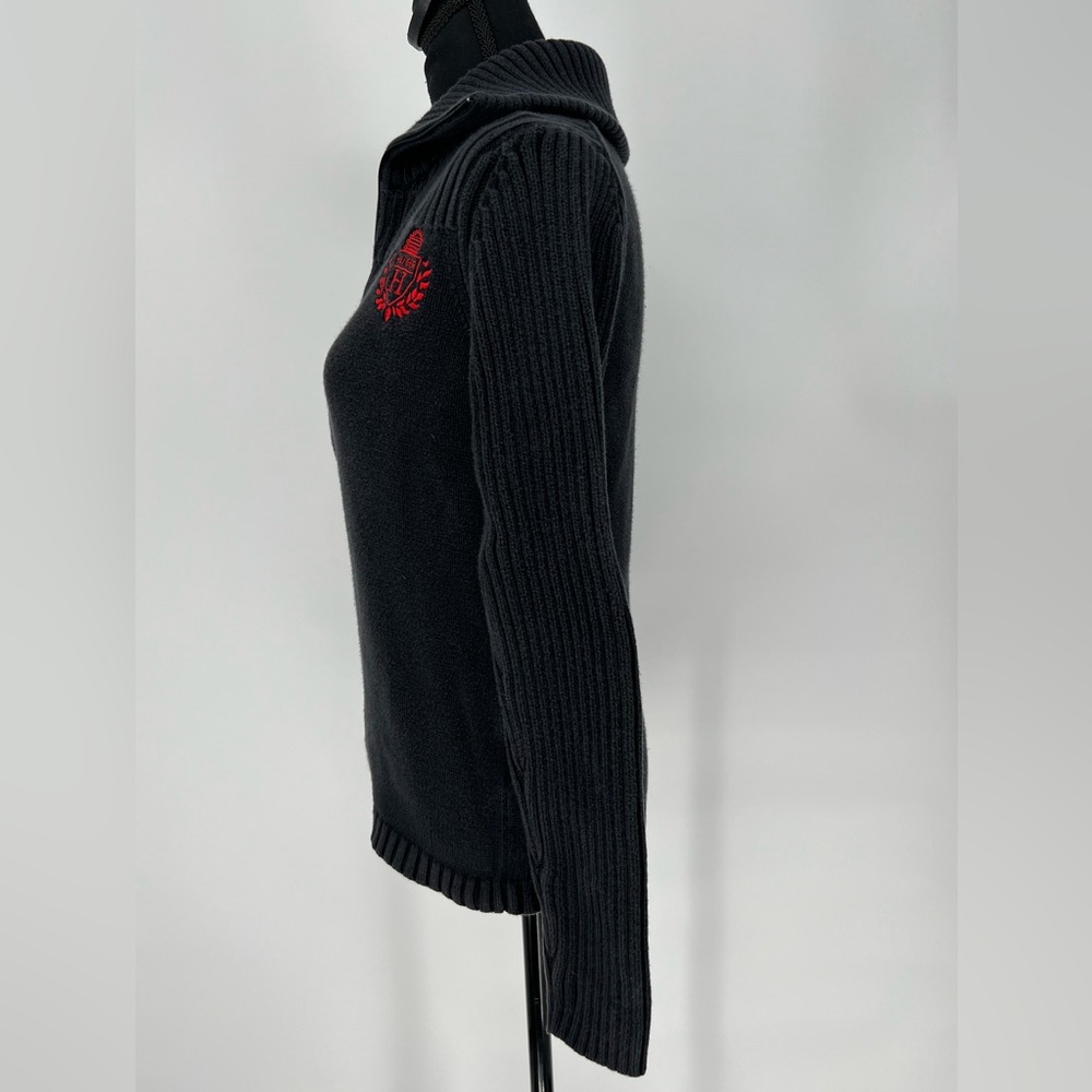 TOMMY HILFIGER 100%‎ COTTON CLASSIC QUARTER ZIP BLUE PULLOVER SWEATER - Picture 2 of 7